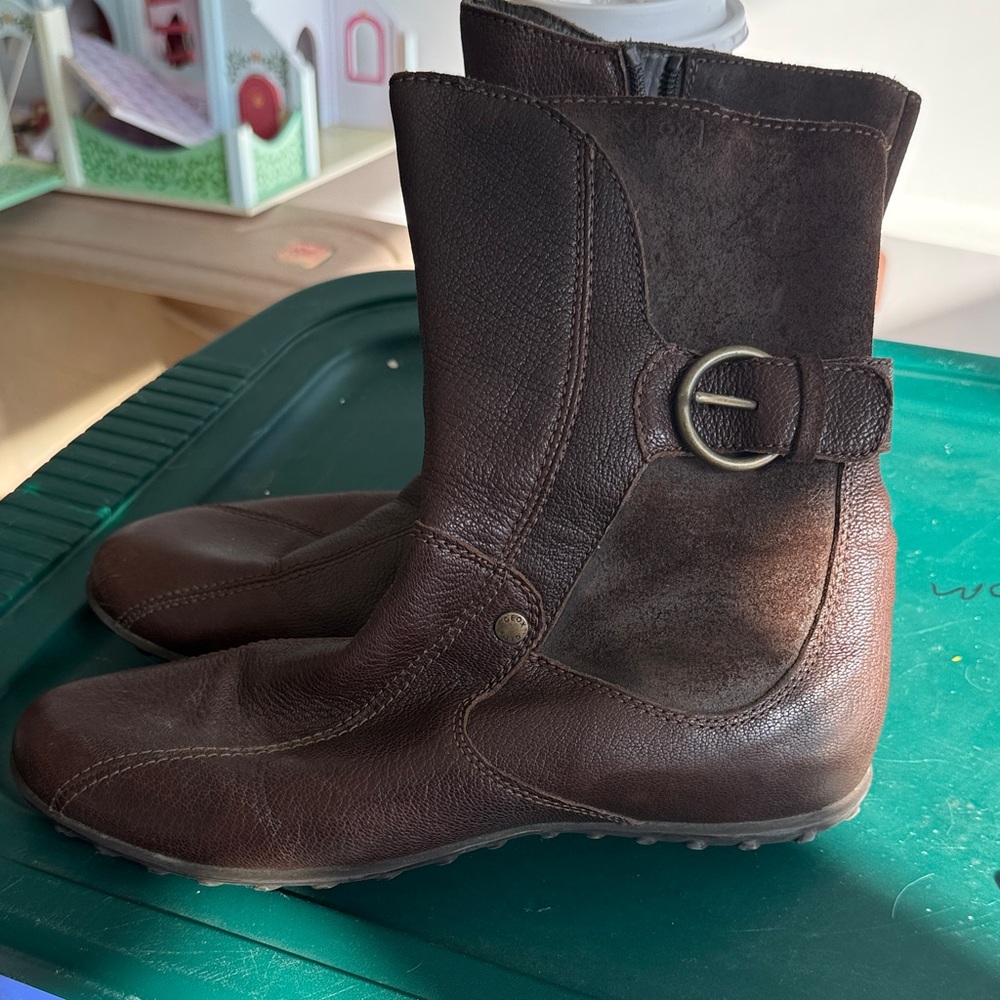 Geox Dark Brown Ankle Boots with Buckle